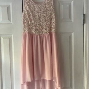 Pink crochet high-low dress